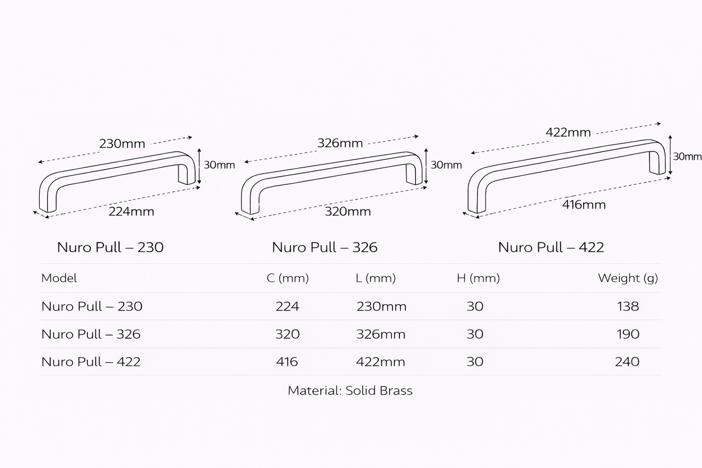 Nuro Pull – Brushed Brass