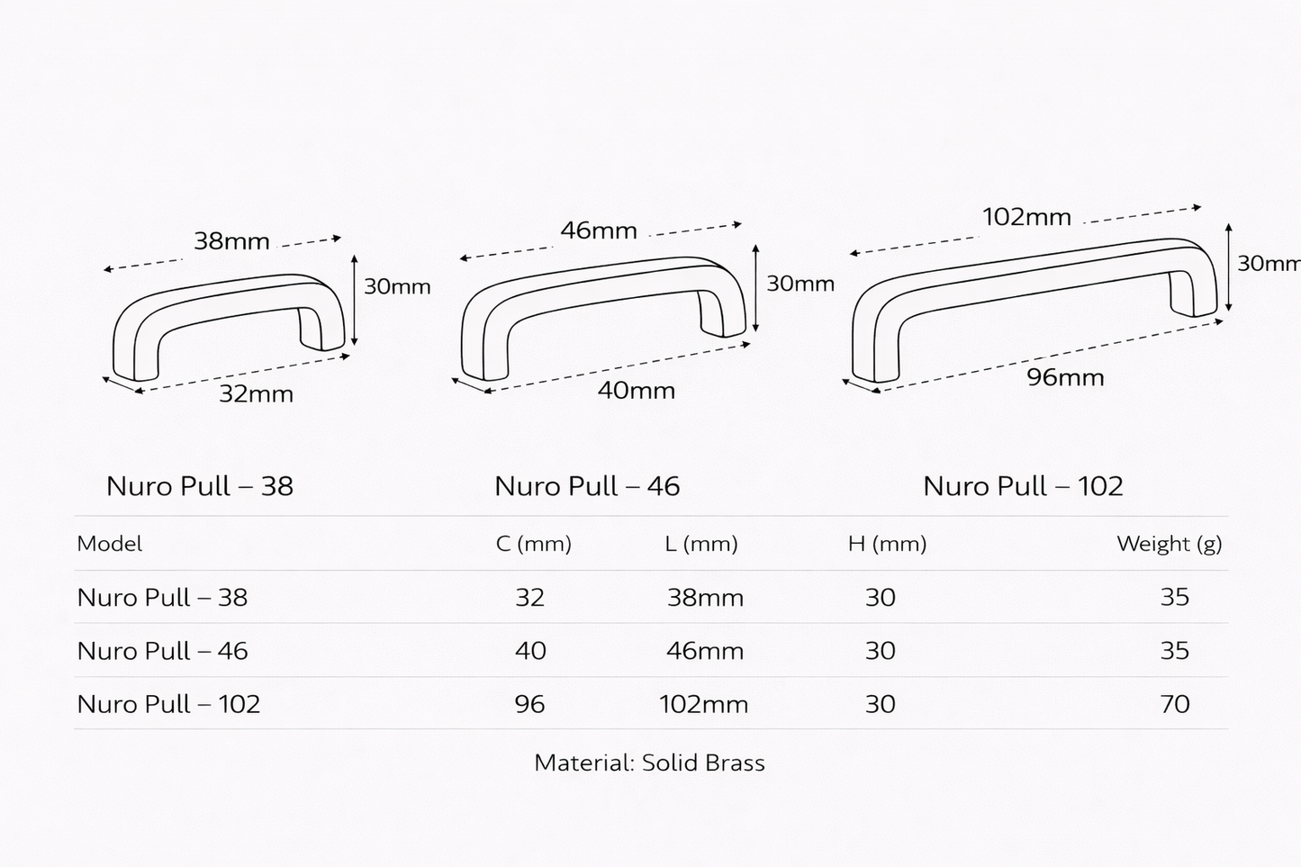 Nuro Pull – Brushed Brass